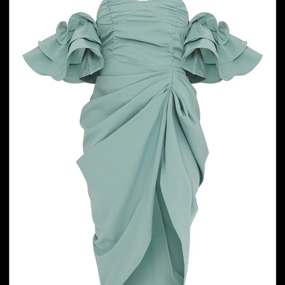 Pretty LITTLETHINGS SAGE GREEN DRAPED DRESS - Picture 5 of 7